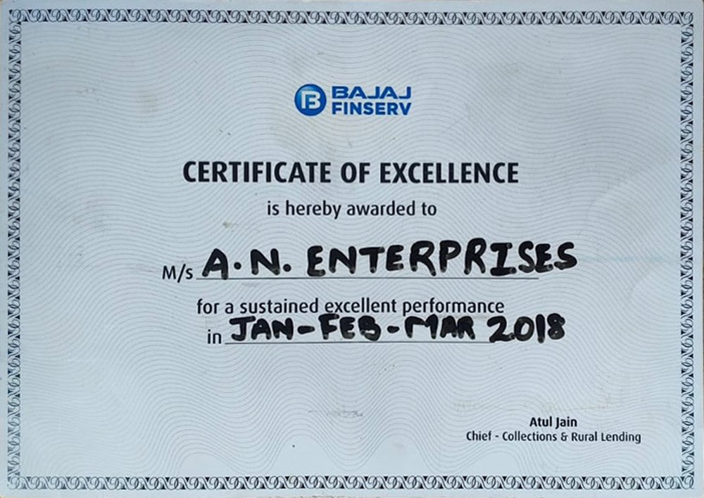 Bajaj FinServ — FY'19 Certificate of Excellence