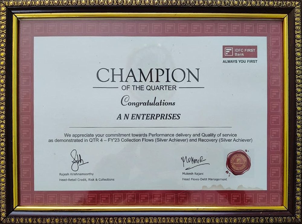 IDFC First Bank — Champion Award for 4th Quarter of FY'23